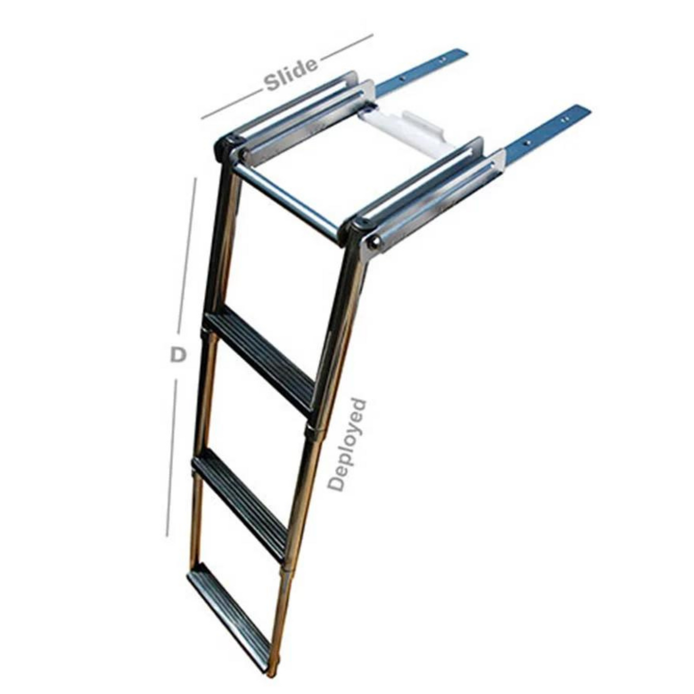 3-STEP TOP POCKET PULL-OUT FLUSH MOUNT TELESCOPING STAINLESS STEEL LADDER