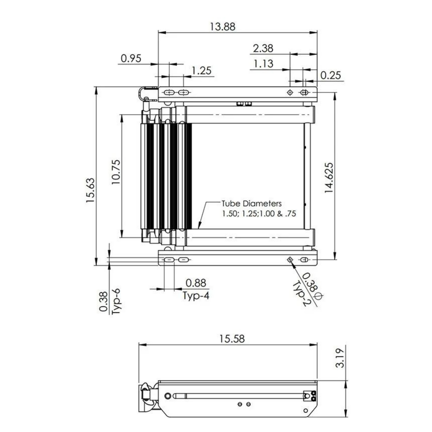 4-STEP UNDER-MOUNT TELESCOPING STAINLESS STEEL LADDER (L6T442-)